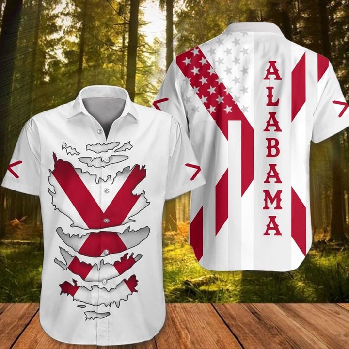 Alabama Hawaiian Shirt Patriot Clothing Honor Flag State Alabama Apparel Gift