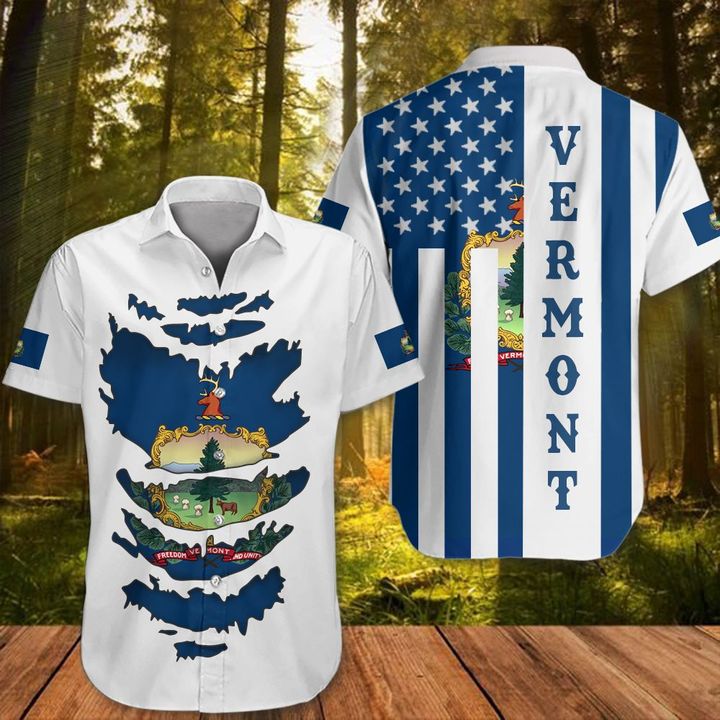 Vermont Hawaiian Shirt Patriotic Proud Flag State Of Vermont Clothing Gift Ideas For Husband