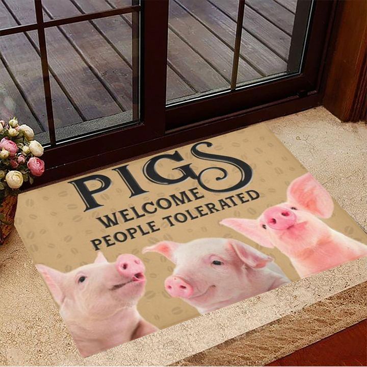 Pigs Welcome People Tolerated Doormat Modern Welcome Mat Gifts For Pig Lovers