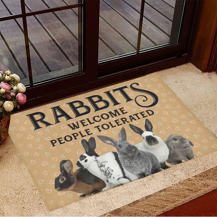 Rabbits Welcome People Tolerated Doormat Bunny Doormat Home Decor