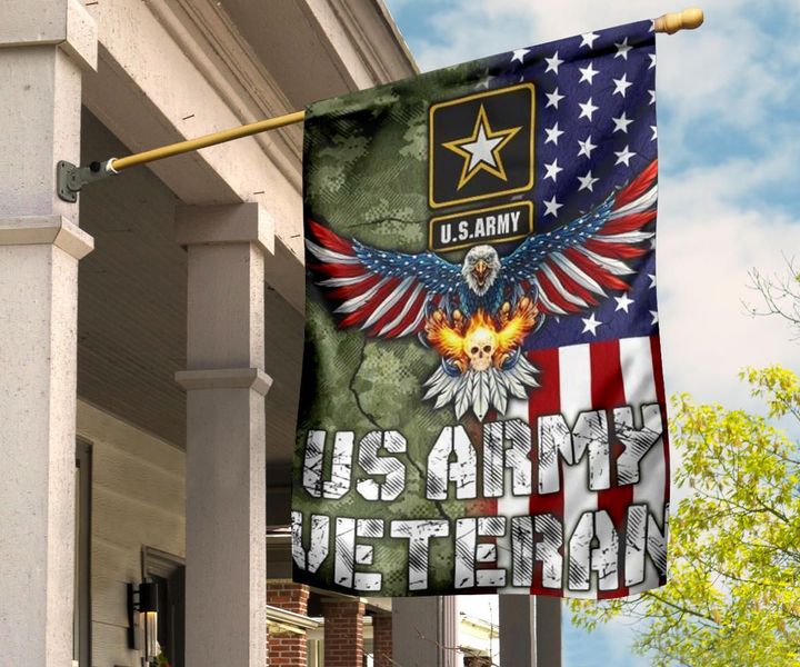 Eagle US Army Veteran Flag Military With American Flag Garden Decor