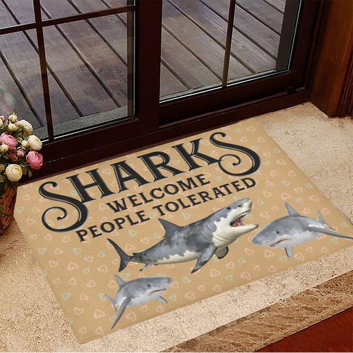 Sharks Welcome People Tolerated Doormat Welcome Home Doormat Gifts For Shark Lovers