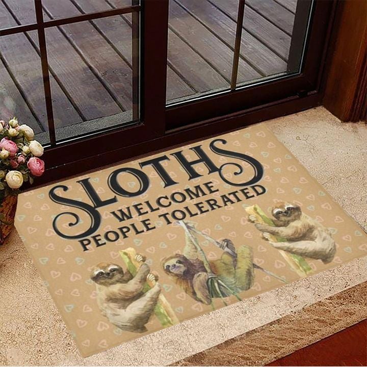 Sloths Welcome People Tolerated Doormat Modern Welcome Mat Gifts For Sloth Lovers
