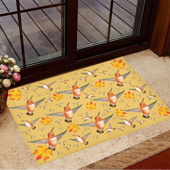 Maple Leaves And Hummingbird Doormat Autumn Doormat New Home Gift Ideas