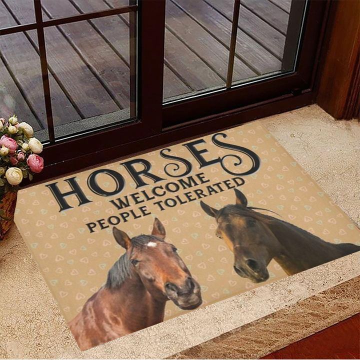 Horses Welcome People Tolerated Doormat Indoor Welcome Mat Gifts For Horse Lovers