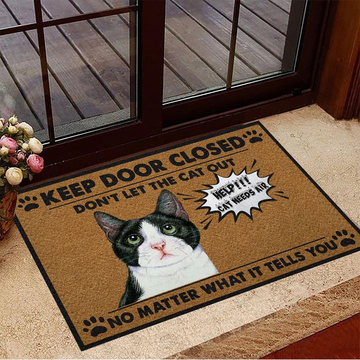 Keep Door Closed Don't Let The Cat Out Doormat Funny Cat Doormat Home Decoration