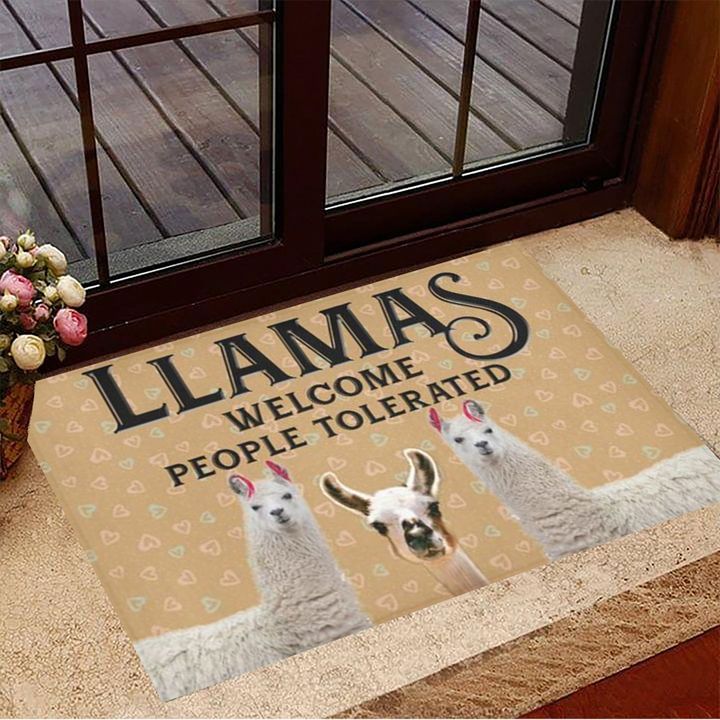 Llamas Welcome People Tolerated Doormat Cute Welcome Mats Housewarming Gift Ideas