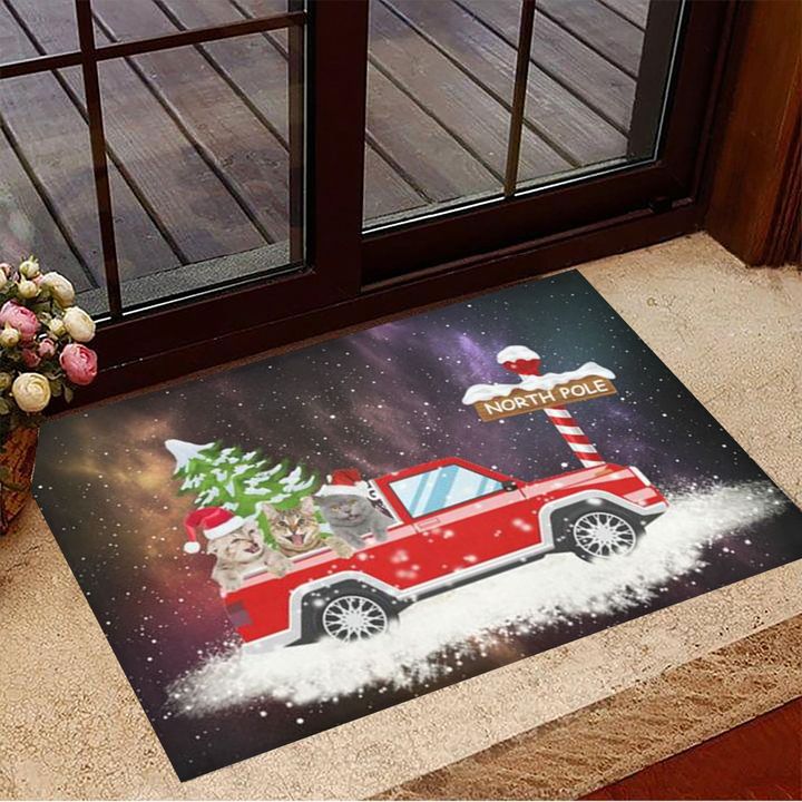 Cat North Pole Doormat Merry Christmas Doormat Gift Ideas For Cat Lovers