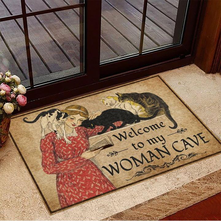 Cats Welcome To My Woman Cave Doormat Cat Welcome Mat Gifts For New House