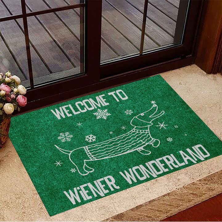Welcome To Wiener Wonderland Dachshund Doormat Cute Welcome Mats Christmas Gifts