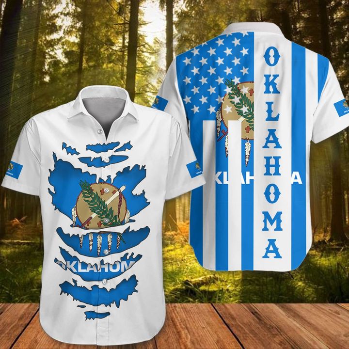 Oklahoma Hawaiian Shirt Oklahoma State Apparel American Patriotic Clothing Gift