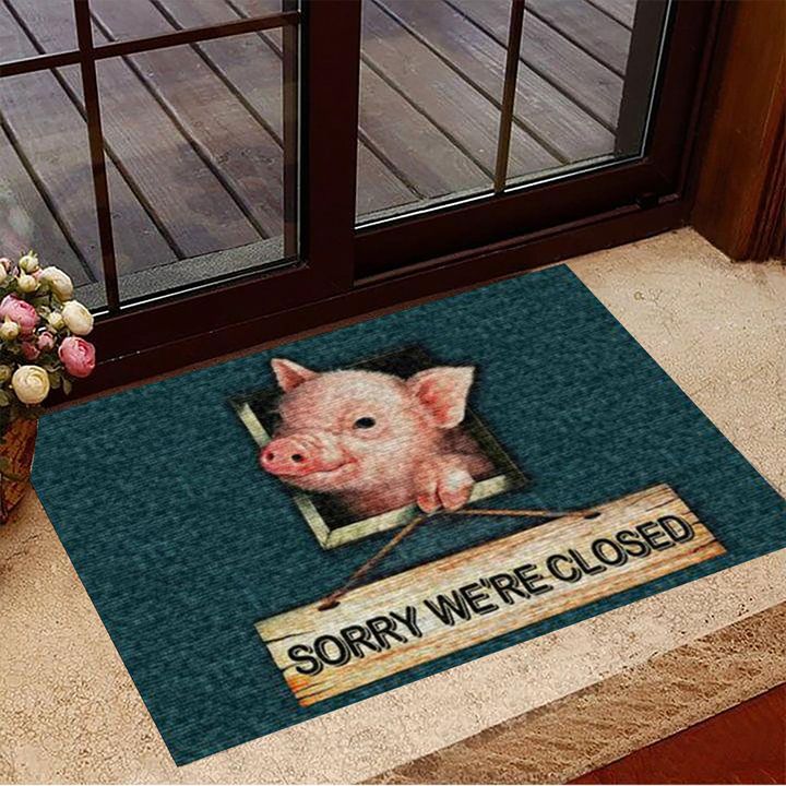 The Pig Is Announced Sorry We're Closed Doormat