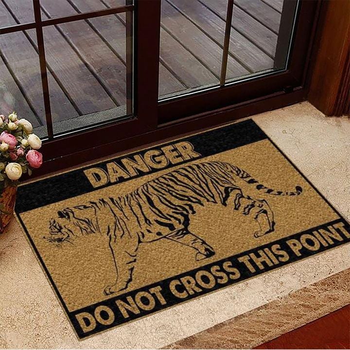 Tiger Danger Do Not Cross This Point Doormat Cool Welcome Mats House Decor