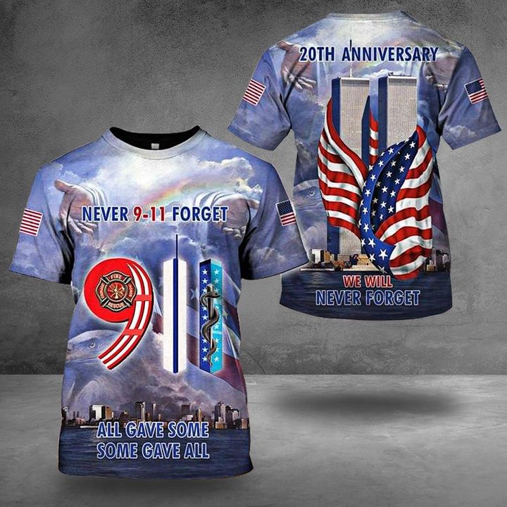 Never Forget 9-11 Shirt Honor Fallen Firefighters EMS Patriot 20Th Anniversary September 11