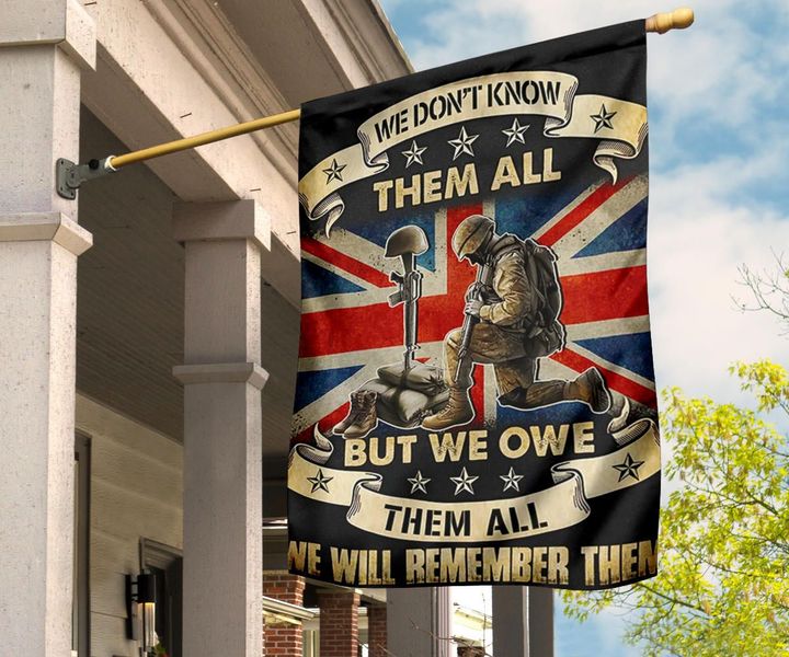 Army Veteran British Flag We Don't Know Them All But We Owe Them All Flag Outdoor Decor