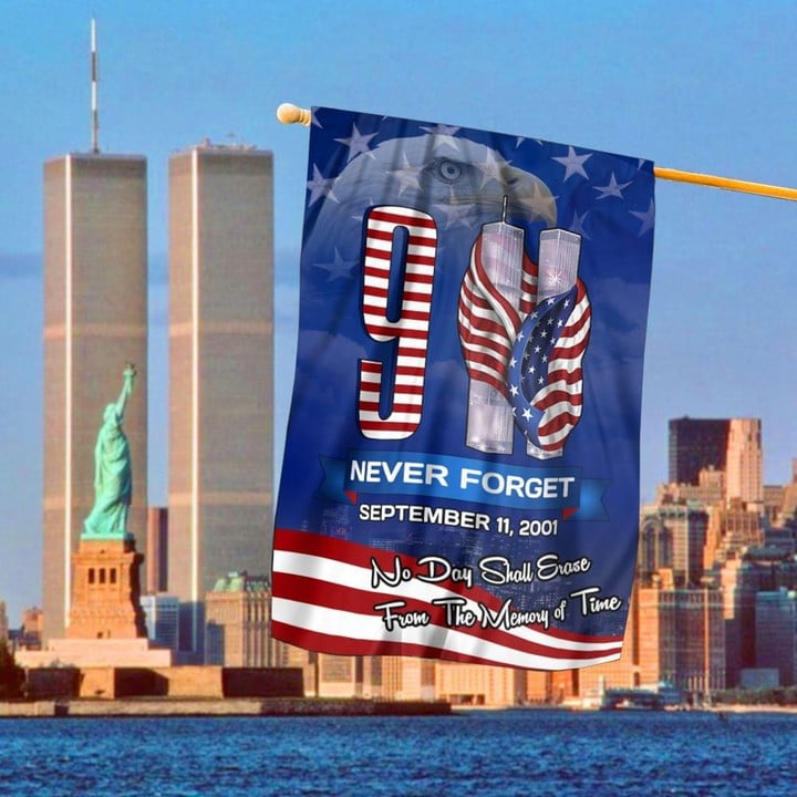 Eagle Never Forget September 11 2001 Flag 9.11 Twin Tower Attack Flag Patriotic Decor