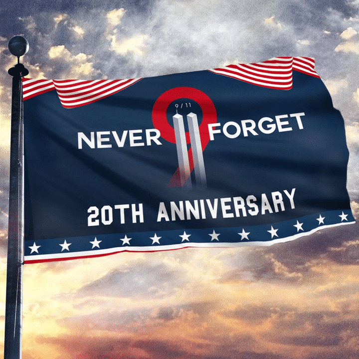 Never Forget 9.11 20th Anniversary Flag American Twin Tower Attack Memorial Flag Garden Decor