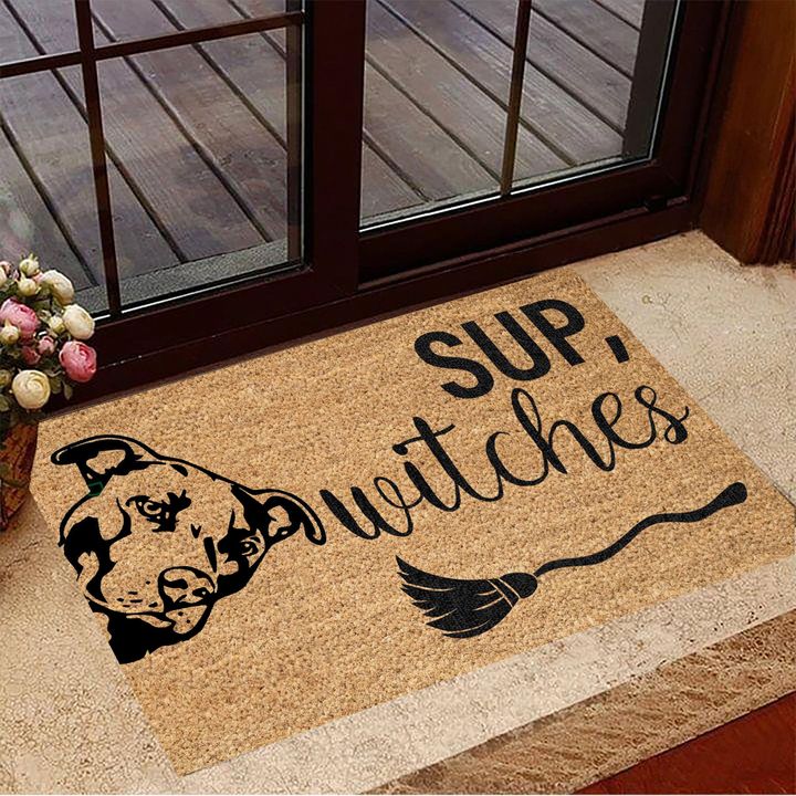 Pitbull Sup Witches Doormat Pitbull Doormat Halloween Decorations Indoor