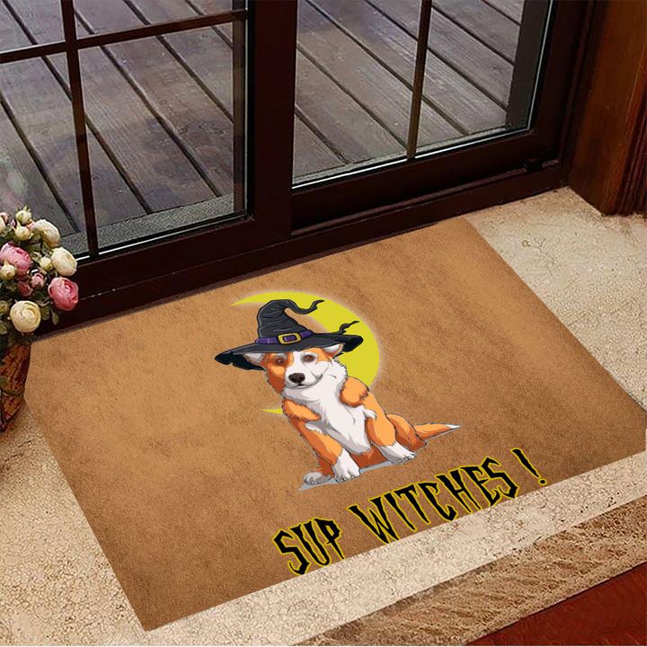 Corgi Sup Witches Doormat Dog Doormat Cute Halloween Decorations