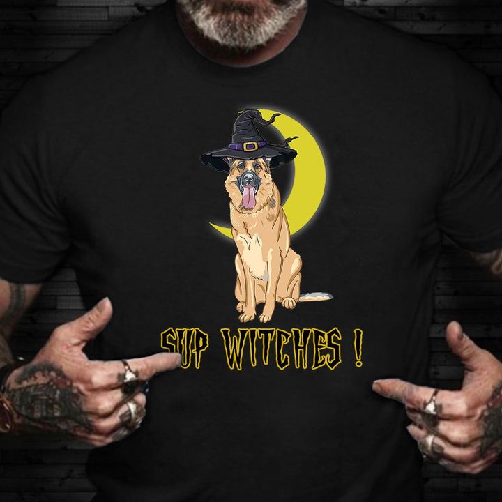 German Shepherd Sup Witches Shirt Cute Dog T-Shirt Halloween Gifts For Boyfriend