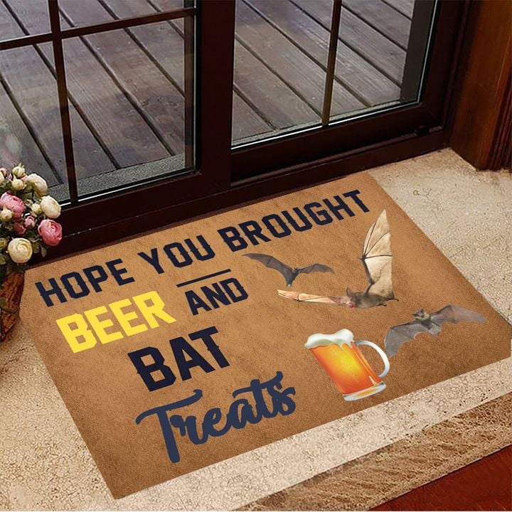 Hope You Brought Beer And Bat Treats Doormat Beer Doormat Funny Halloween Gifts