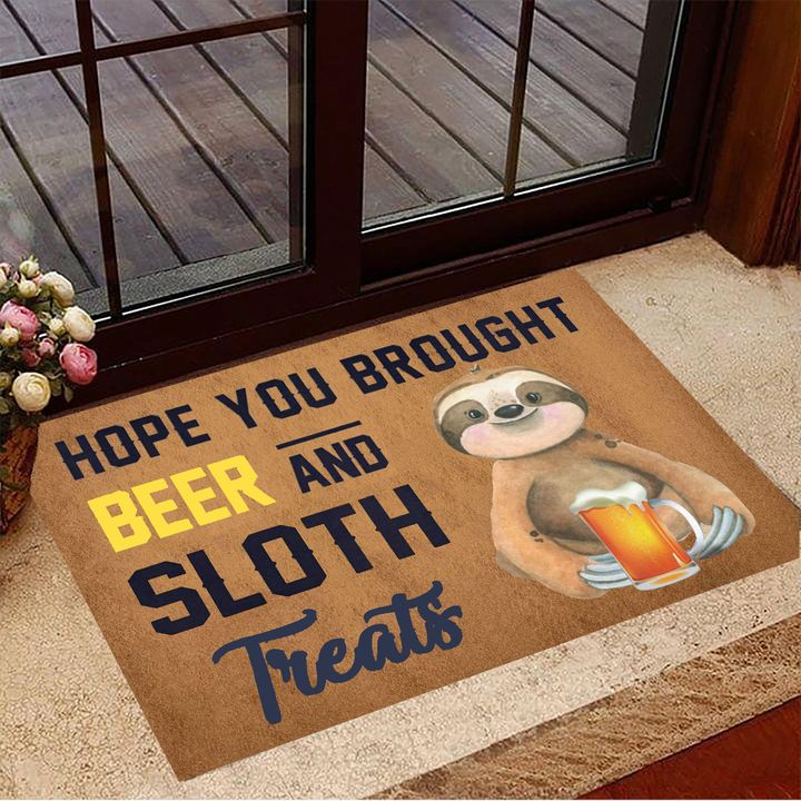 Hope You Brought Beer And Sloth Treats Doormat Beer Doormat Gifts For Sloth Lovers