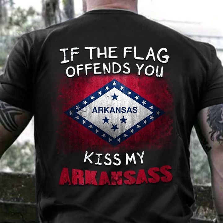 If The Flag Offends You Kiss My Arkansass T-Shirt Proud Arkansas State Mens Shirt