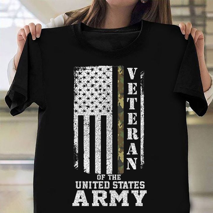 Camo American Flag Veteran Of The United States Army Shirt US Army T-Shirt Gifts For Veteran