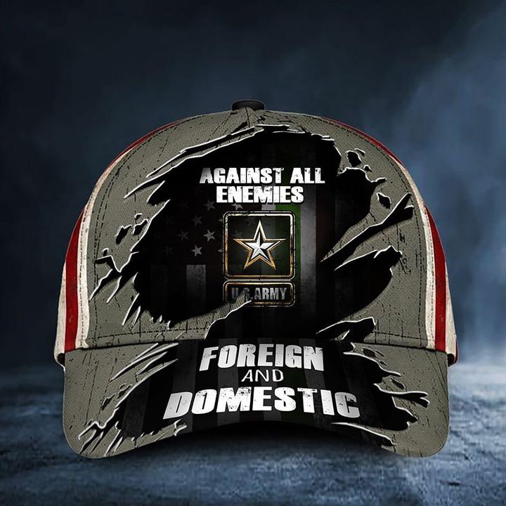 US Army Hat Against All Enemies Foreign And Domestic Green Line USA Flag Army Gift For Him