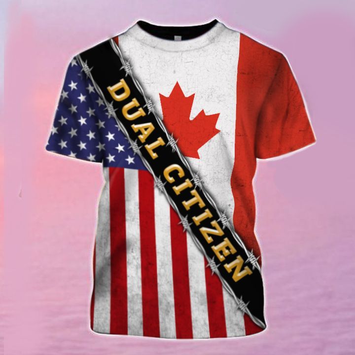 Canada American Flag Dual Citizen T-Shirt Patriotic Proud Canadian American Clothing