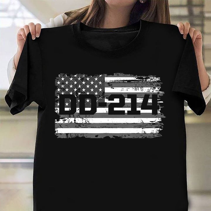 DD-214 American Flag Shirt Patriotic Military Retro T-Shirt Gift For Military Boyfriend