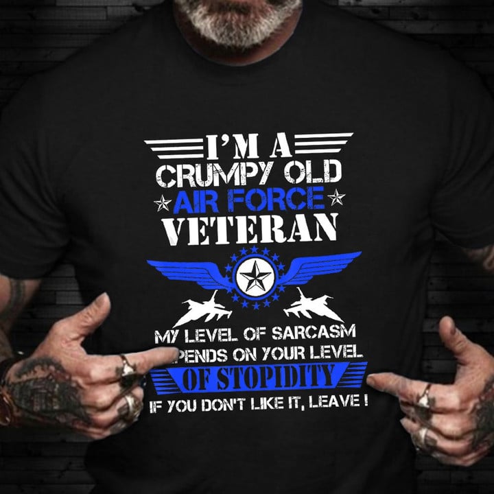 I'm A Grumpy Old Air Force Veteran Shirt Funny Vintage Tee Veterans Day Gifts For Boyfriend