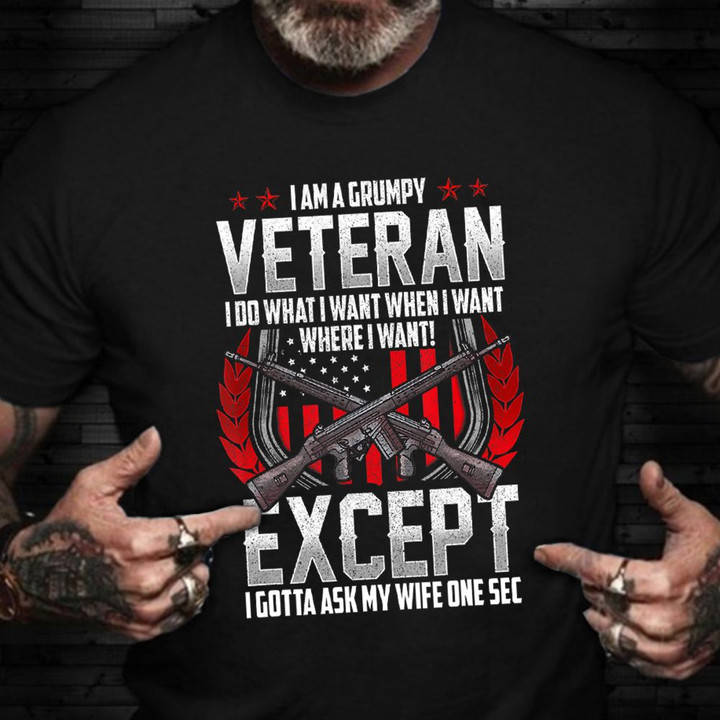 I Am A Grumpy Veteran Shirt Funny T-Shirt Quotes Brother Gifts Veteran Day Ideas
