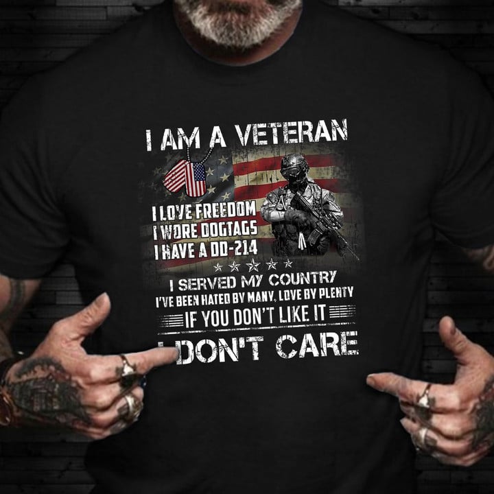 I Am A Veteran I Love Freedom I Wore Dogtags Shirt Proud Military Patriotic Tees Gifts 2021