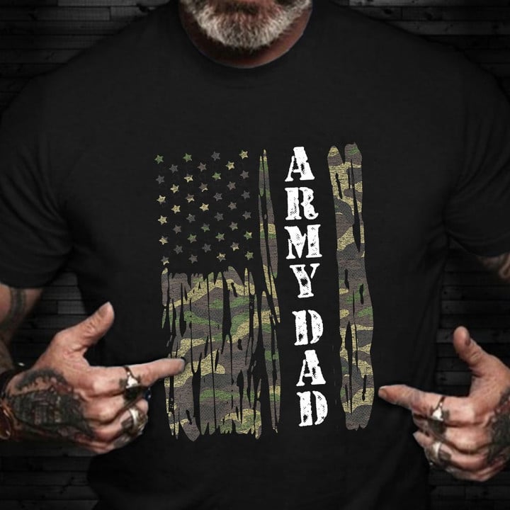 Army Dad Shirt Camo American Flag Proud Army Dad T-Shirt Veterans Day Gift 2021