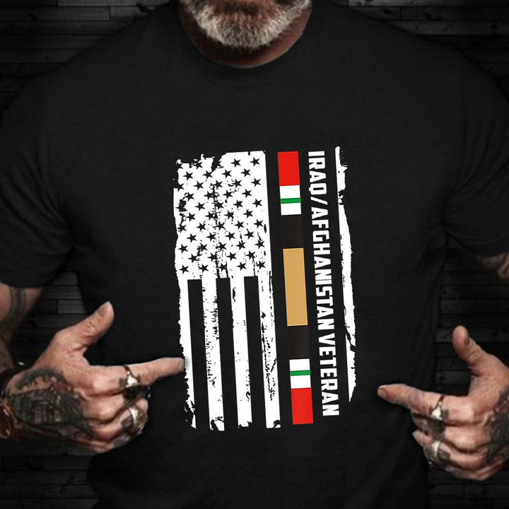 Iraq Afghanistan Veteran Shirt USA Flag Graphic ​Patriotic Shirts Veterans Day Gift Ideas