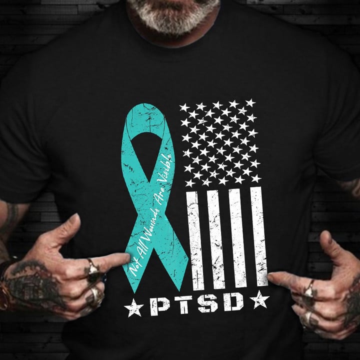 PTSD Awareness Shirt Ribbon Not All Wounds Are Visible PTSD Awareness Merchandise