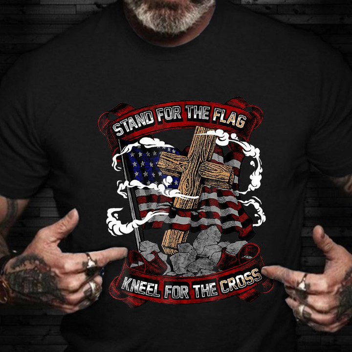 Veteran Shirt Stand For The Flag Kneel For The Cross Christian Patriotic Gifts For Veteran