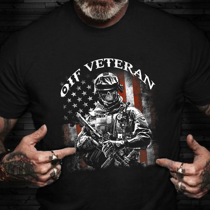 OIF Veteran Shirt Retro Flag ​Skull Military Armed T-Shirt Veterans Day Gift Ideas