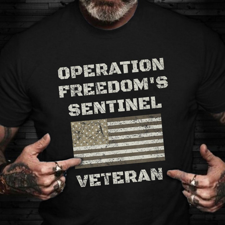 Operation Freedom Sentinel Veteran T-Shirt Retro Flag Afghanistan Veteran Shirt Patriot Gifts