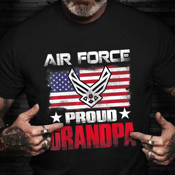Proud Air Force Grandpa Shirt Old USA Flag Veteran Clothing Air Force Gifts For Grandpa
