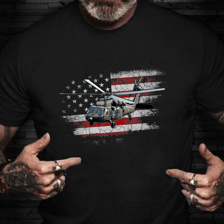 UH-60 Black Hawk Veteran Shirt Vintage American Flag T-Shirt Best Gifts For Veterans