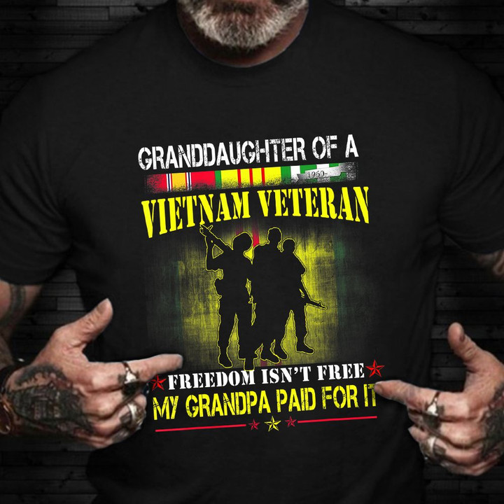 Proud Granddaughter Of A Vietnam Veteran T-Shirt Honor Veterans Day Shirt For Grandkids