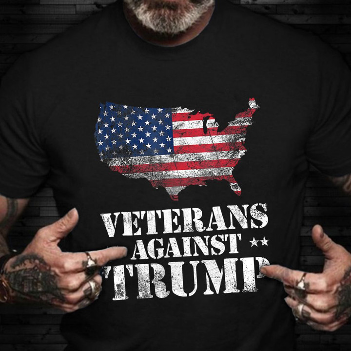 Veterans Against Trump T-Shirt Vintage American Flag Impeach Donald Trump
