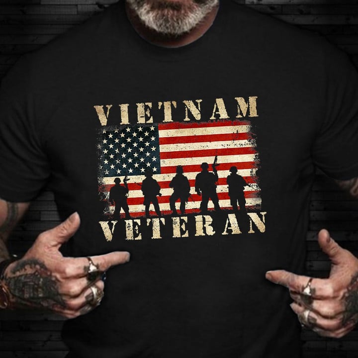 Vietnam Veteran Shirt American Flag Patriotic Vietnam Vet T-Shirt For Veterans Gift Ideas