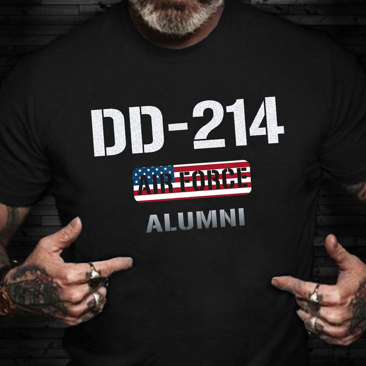 DD 214 Air Force Alumni T-Shirt USA Flag Air Force Veteran Shirts Unique Military Gifts