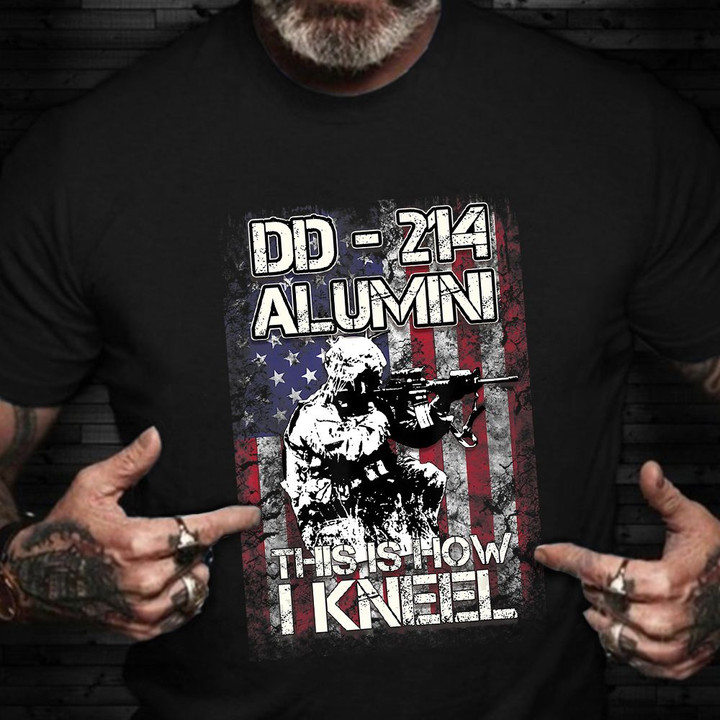 DD 214 Alumni This Is How I Kneel T-Shirt Vintage American Flag Army Veteran Shirts Gifts 2021