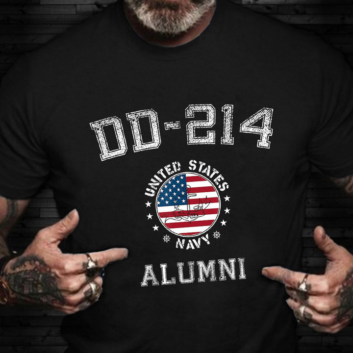 DD 214 United States Navy Alumni T-Shirt US Navy Veteran Pride Clothing Military Gifts