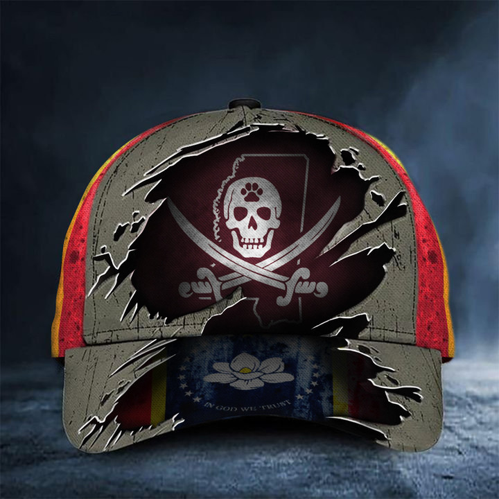 Mississippi State Pirate Bulldogs New Mississippi Flag Hat Mike Leach Pirate Merch