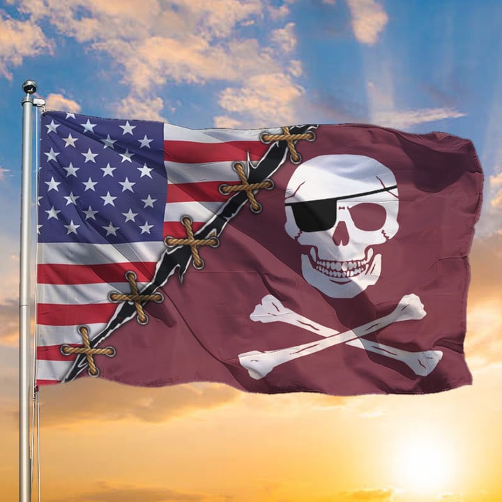 Mississippi State Pirate Flag American And Maroon Pirate Flag Yard Front Decor